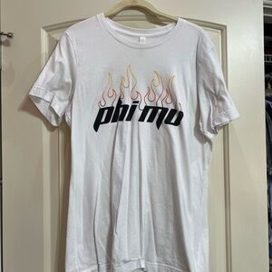 Bella Canvas PHI MU White Tee with Flame Graphic